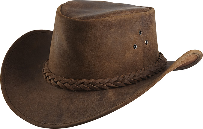 Chapeau crote en cuir de vachette